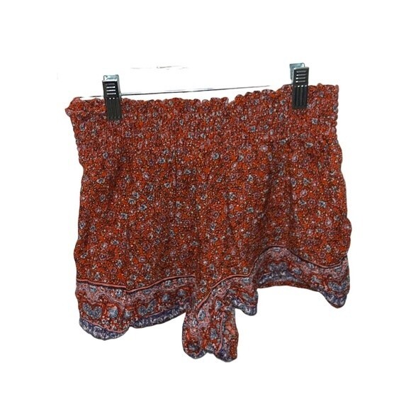 Kingston Grey Boho Print Navy Trimmed Baggy Shorts - Picture 3 of 3